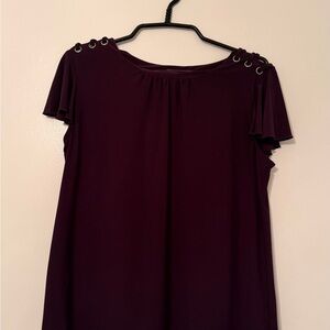 Luxology Deep Purple Blouse with Grommet Accents